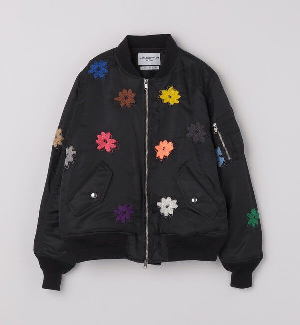 SHIPS「NOMARHYTHM TEXTILE: FLOWER EMBROIDERY FLIGHT JACKET」|ブルゾン・スタジャン|ブラック