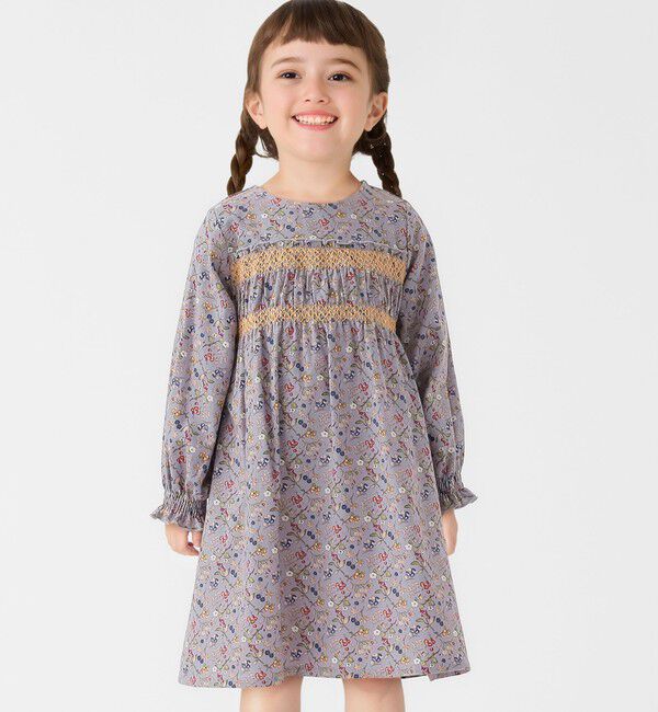 SHIPS Colors 「SHIPS Colors:90～140cm/〈洗濯機可能〉スモッキング フラワーワンピース◇」|ワンピース|ラベンダー