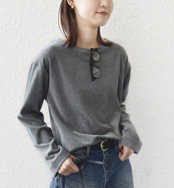 SHIPS for women「〈手洗い可能〉コットン ベロア ボートネック ロング スリーブ プルオーバー」|Tシャツ・カットソー|