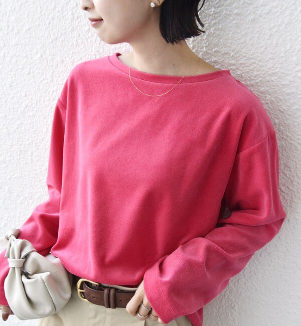 SHIPS for women「〈手洗い可能〉コットン ベロア ボートネック ロング スリーブ プルオーバー」|Tシャツ・カットソー|ピンク