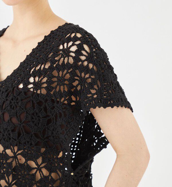 MACPHEE「モチーフクロシェット Vネックプルオーバー」|ニット・セーター|