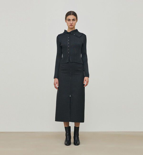 DES PRES「プレーティンググロッシーヤーン アシンメトリーカーディガン」|カーディガン|