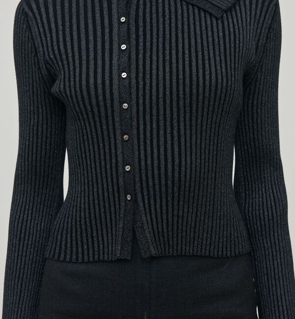 DES PRES「プレーティンググロッシーヤーン アシンメトリーカーディガン」|カーディガン|