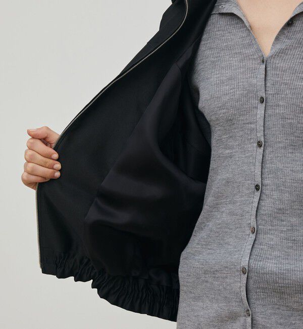 DES PRES「トリアセテートシルクサテン ジップアップブルゾン」|ブルゾン・スタジャン|