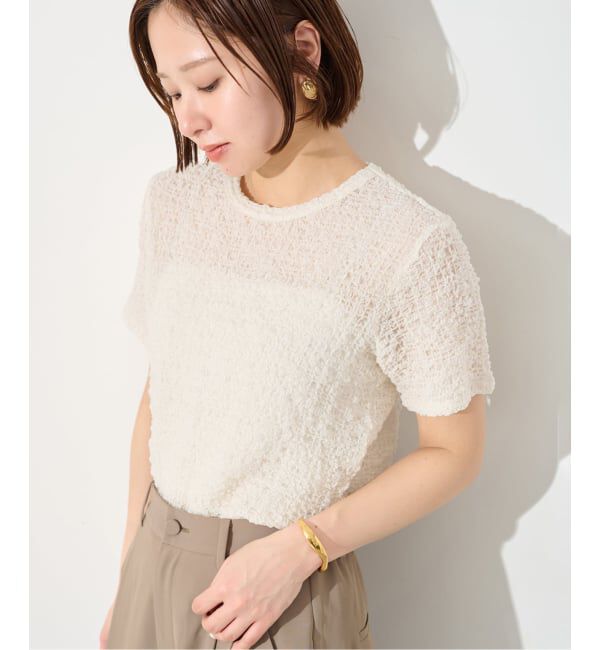 SLOBE IENA「《予約》シャーリングシアーTEE」|Tシャツ・カットソー|ベージュ