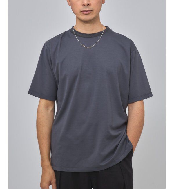 EDIFICE「E. SILK MIX JQ NECK Tシャツ」|Tシャツ・カットソー|グレー