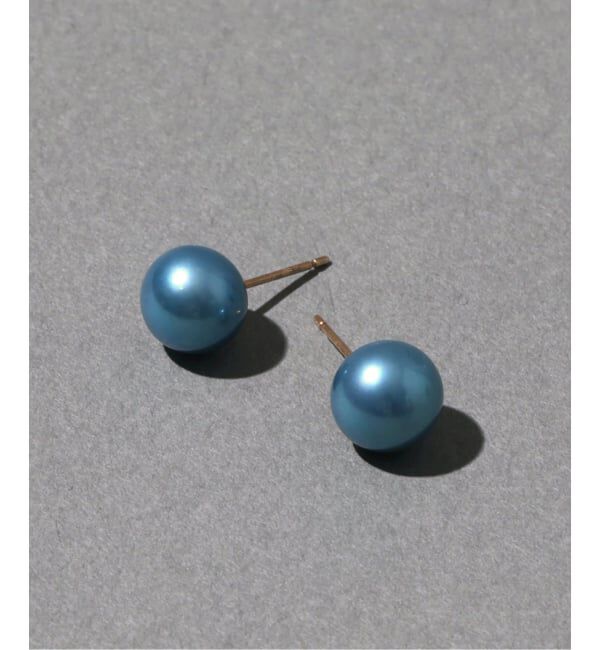 Lilas by Spick&Span「《予約》インディゴパール8mm1粒ピアスK10（両耳）」|ピアス|ネイビー