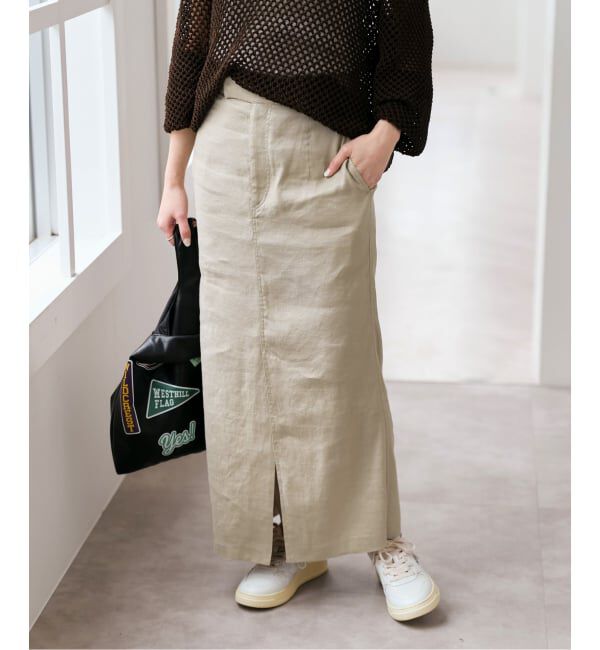 Spick and Span「リネンストレッチIラインスカート」|スカート|