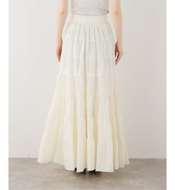 U by SPICK&SPAN「GREEN BUTTER/グリーンバター Cancan Ruffle Long Skirt」|スカート|
