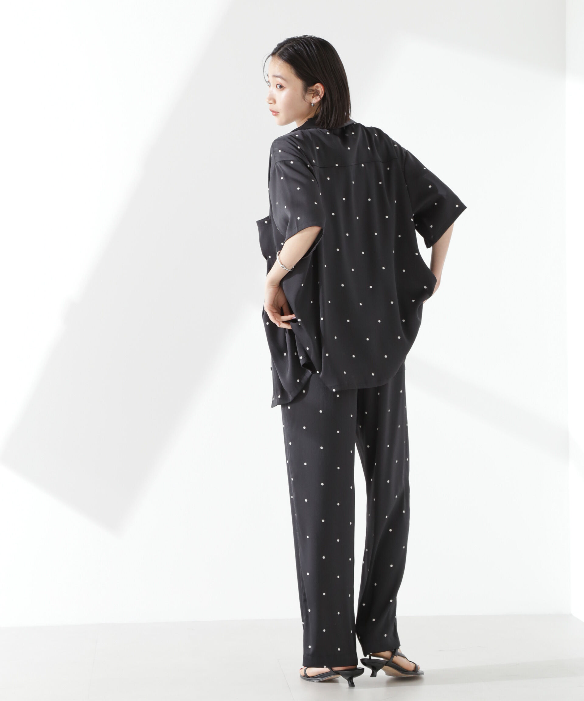 nano･universe「とろみ開襟ドットシャツ(セットアップ可)」|シャツ・ブラウス|