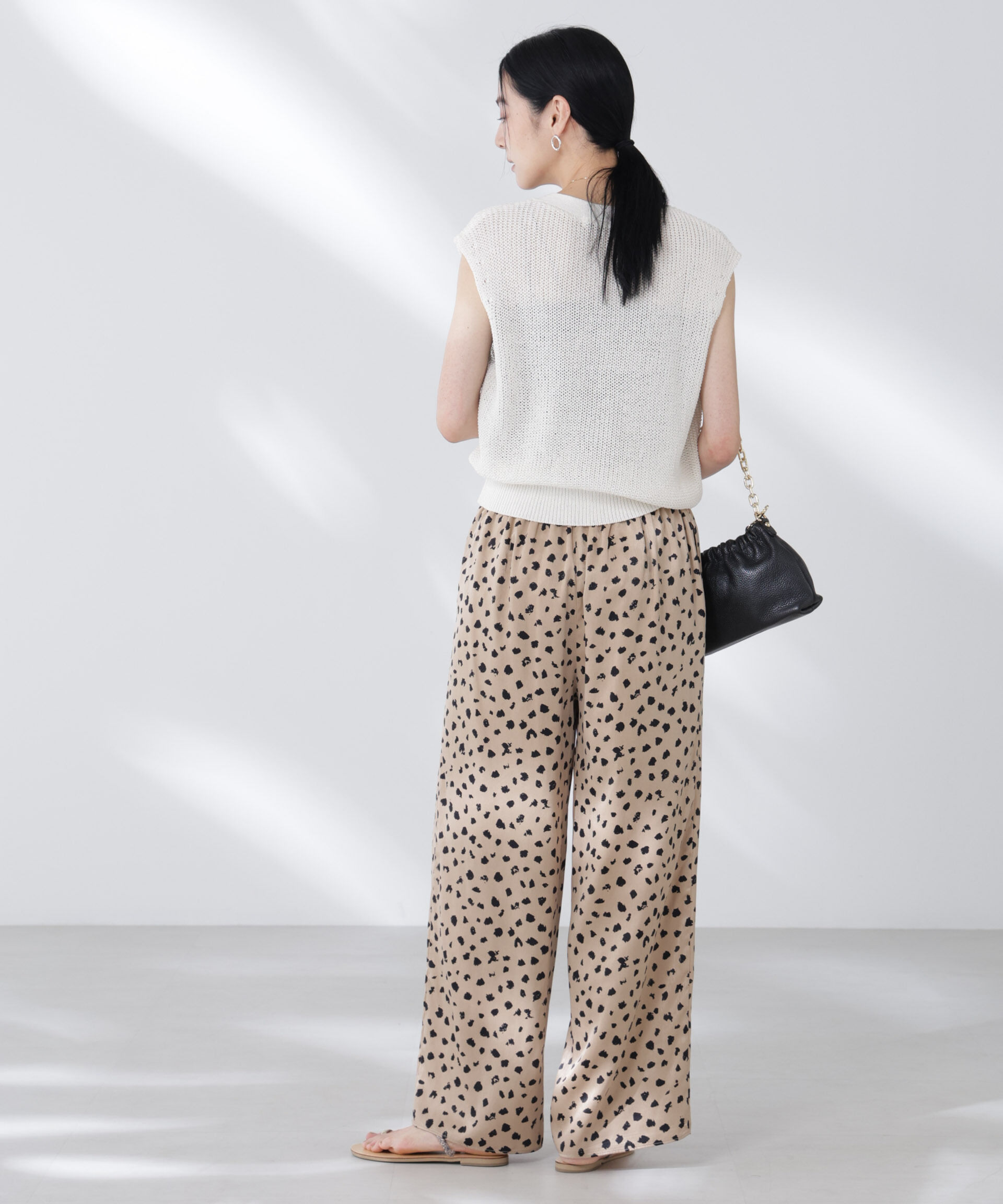 nano･universe「レオパードプリントイージーワイドパンツ」|チノ|