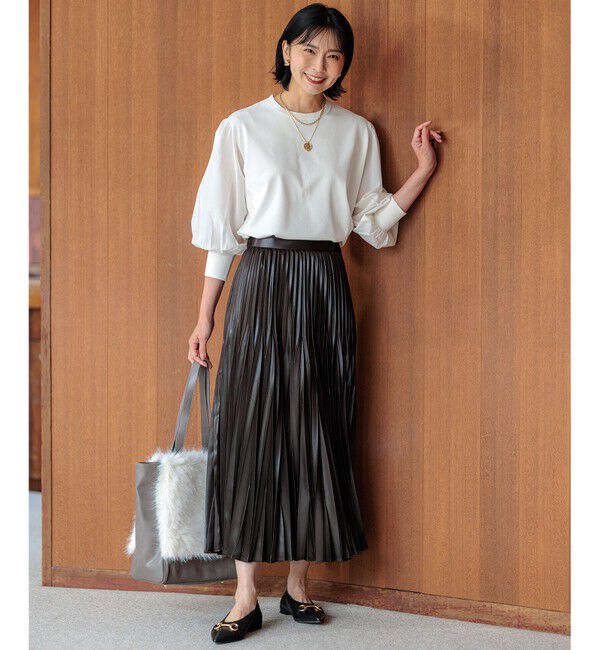 23区「【ご好評につきカラー追加/洗える】クロスコンビ パフスリーブ ニット」|ニット・セーター|