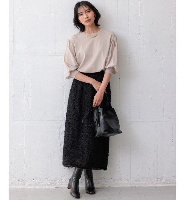 23区「【ご好評につきカラー追加/洗える】クロスコンビ パフスリーブ ニット」|ニット・セーター|