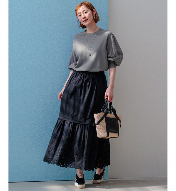 23区「【ご好評につきカラー追加/洗える】クロスコンビ パフスリーブ ニット」|ニット・セーター|