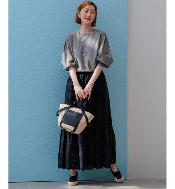 23区「【ご好評につきカラー追加/洗える】クロスコンビ パフスリーブ ニット」|ニット・セーター|