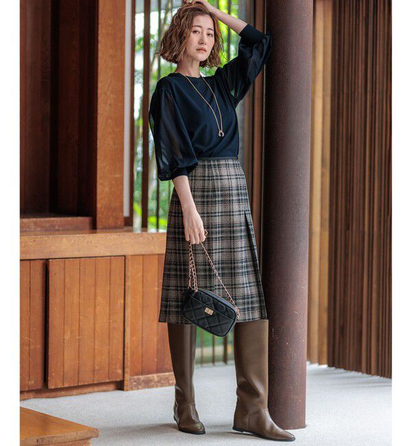 23区「【ご好評につきカラー追加/洗える】クロスコンビ パフスリーブ ニット」|ニット・セーター|