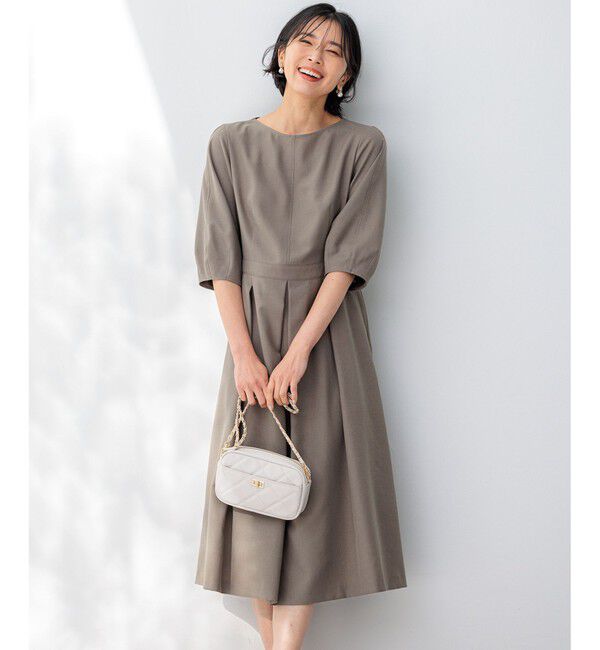 23区「【接触冷感/速乾】ドライタッチスラブツイル ワンピース」|ワンピース|ブラウン系