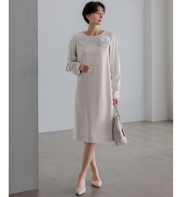 23区「【セットアップ対応】トリアセダブルジョーゼット スリットシフォンスリーブ ワンピース」|ワンピース|