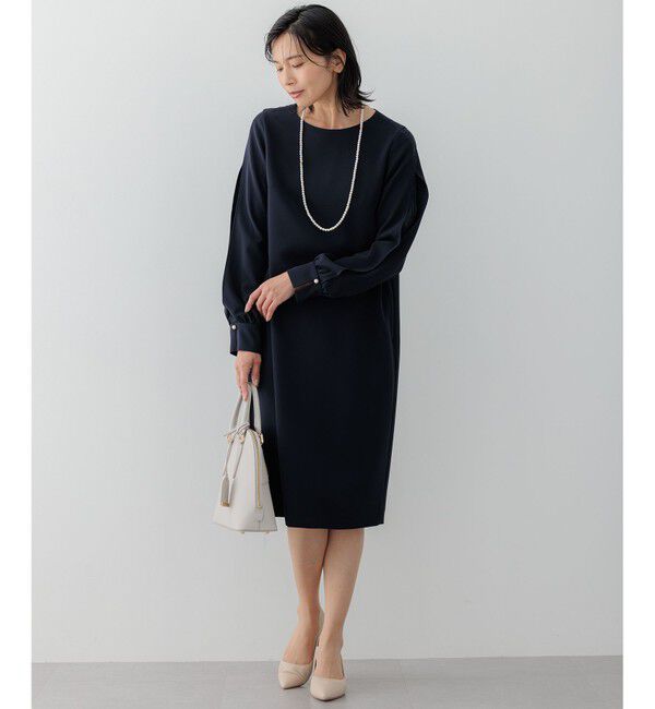 23区「【セットアップ対応】トリアセダブルジョーゼット スリットシフォンスリーブ ワンピース」|ワンピース|