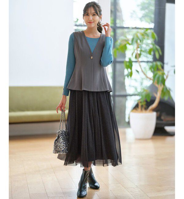 any SiS「【スタイリストコラボ】ジレ&times;ラメチュールスカート セットアップ」|スーツ|