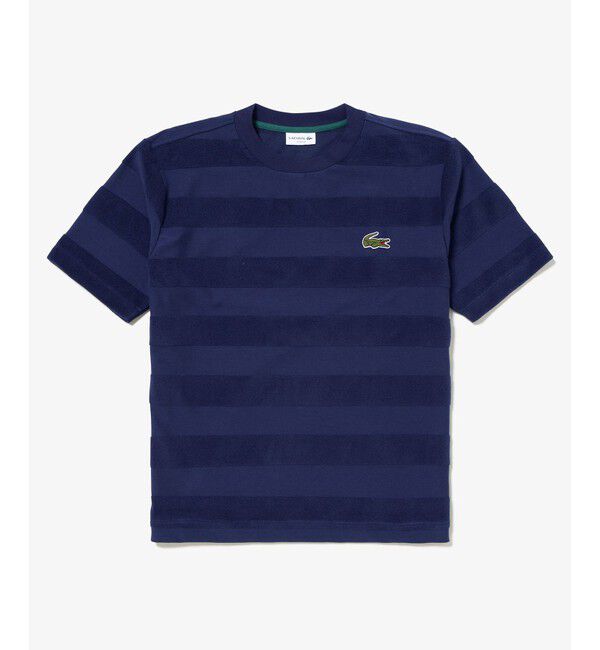 LACOSTE「オーバーサイズ パイル地切り替え同色ボーダーTシャツ」|Tシャツ・カットソー|