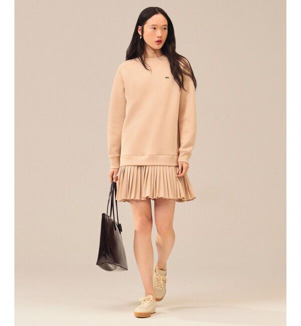 LACOSTE「プリーツスカート切り替えスウェットドレス」|ワンピース|