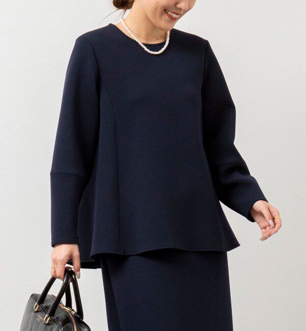 NOLLEY'S「ウォッシャブルエアボールフレアプルオーバーカットソー」|Tシャツ・カットソー|ネイビー