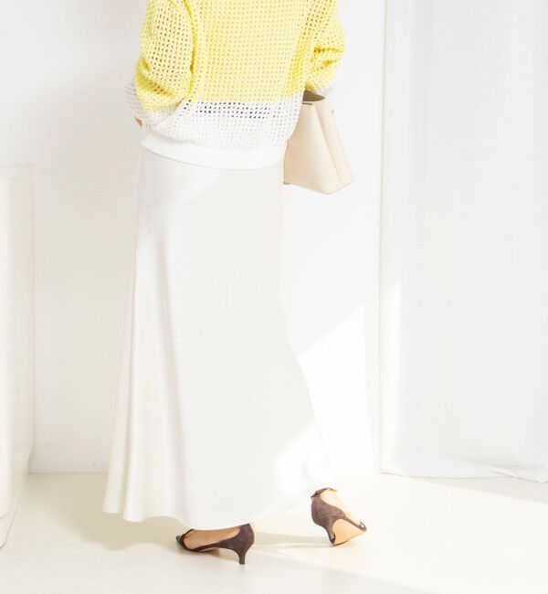 NOLLEY'S「ウォッシャブルサテンナロースカート」|フレア|