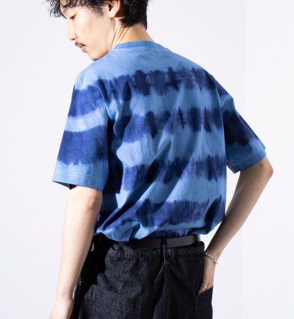 GLOSTER「【GLOSTER/グロスター】16/-綿天竺 タイダイ染め ボーダークルーネックTシャツ」|Tシャツ・カットソー|