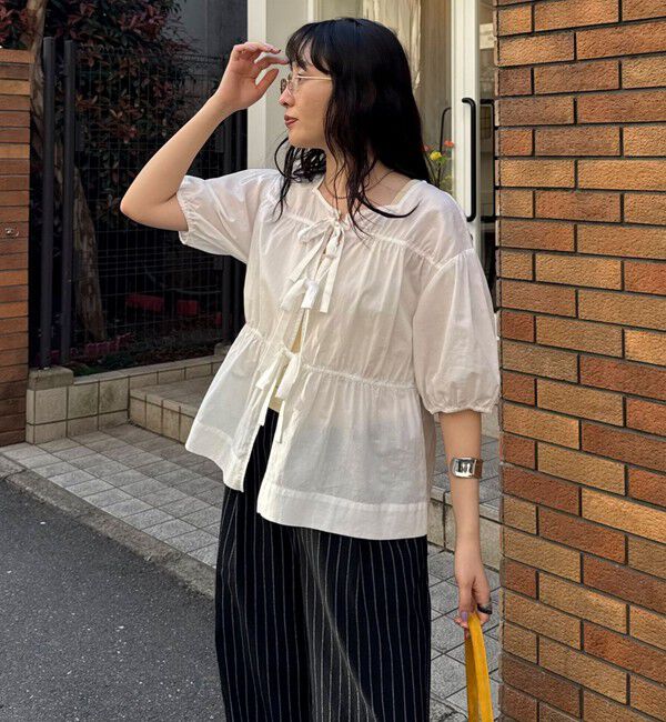 fredy emue「フロントリボンブラウス」|シャツ・ブラウス|オフホワイト
