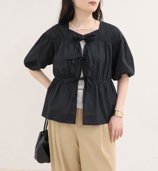 fredy emue「フロントリボンブラウス」|シャツ・ブラウス|ブラック