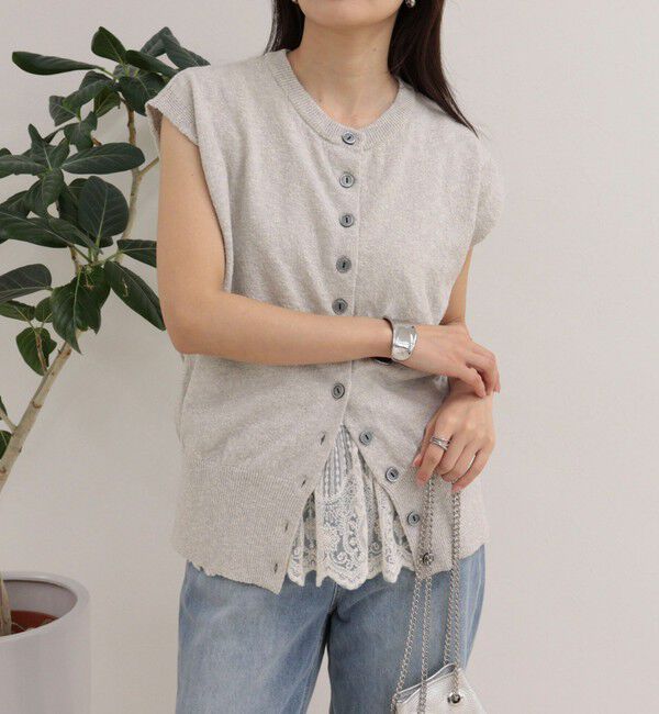fredy emue「ベルト付きニットベスト」|ベスト・ジレ|グレー系その他