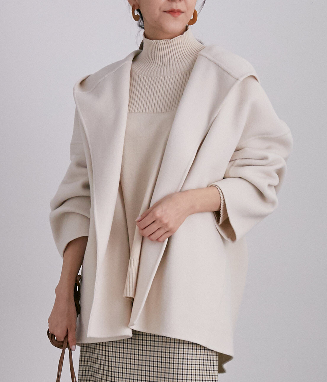 SALON adam et rope'「ウールカシミヤ無双仕立てフード付きミドル丈コート」|その他|オフホワイト(15)