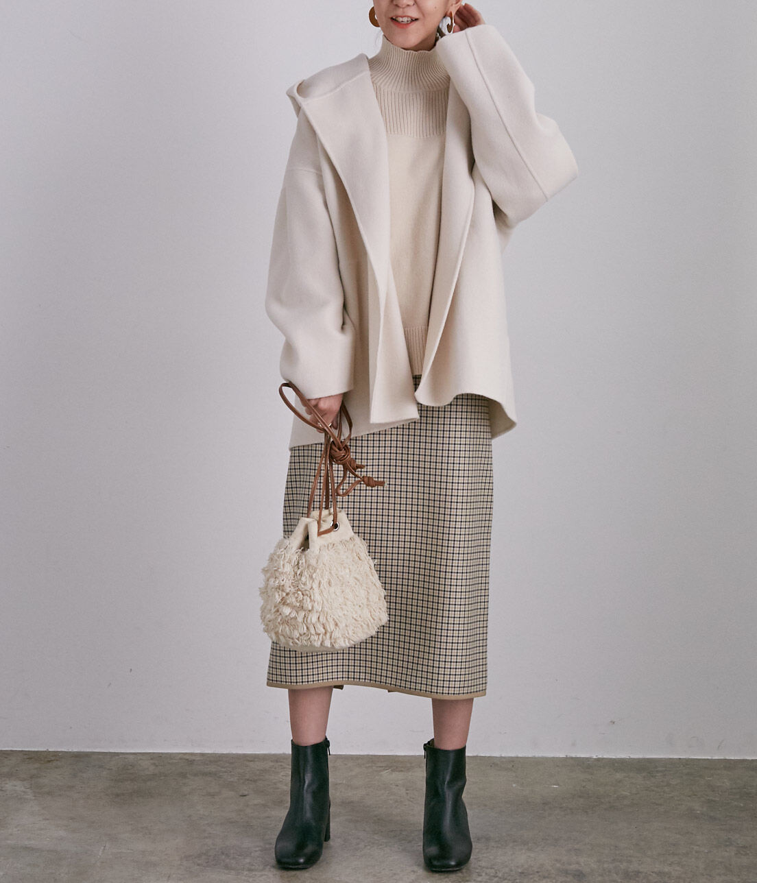 SALON adam et rope'「ウールカシミヤ無双仕立てフード付きミドル丈コート」|その他|