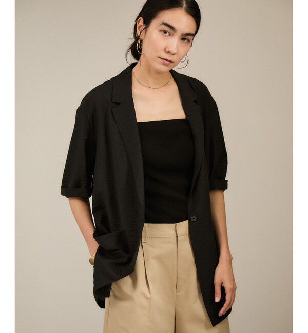 SALON adam et rope'「【WEB限定】シアーハーフスリーブジャケット［洗える・冷房対策］」|テーラードジャケット|