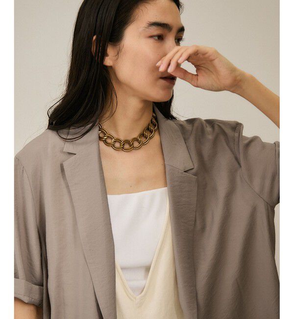 SALON adam et rope'「【WEB限定】シアーハーフスリーブジャケット［洗える・冷房対策］」|テーラードジャケット|
