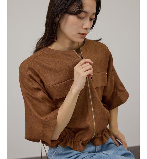 SALON adam et rope'「【WEB限定】ハーフスリーブドロストライトブルゾン」|ブルゾン・スタジャン|ブラウン系(24)