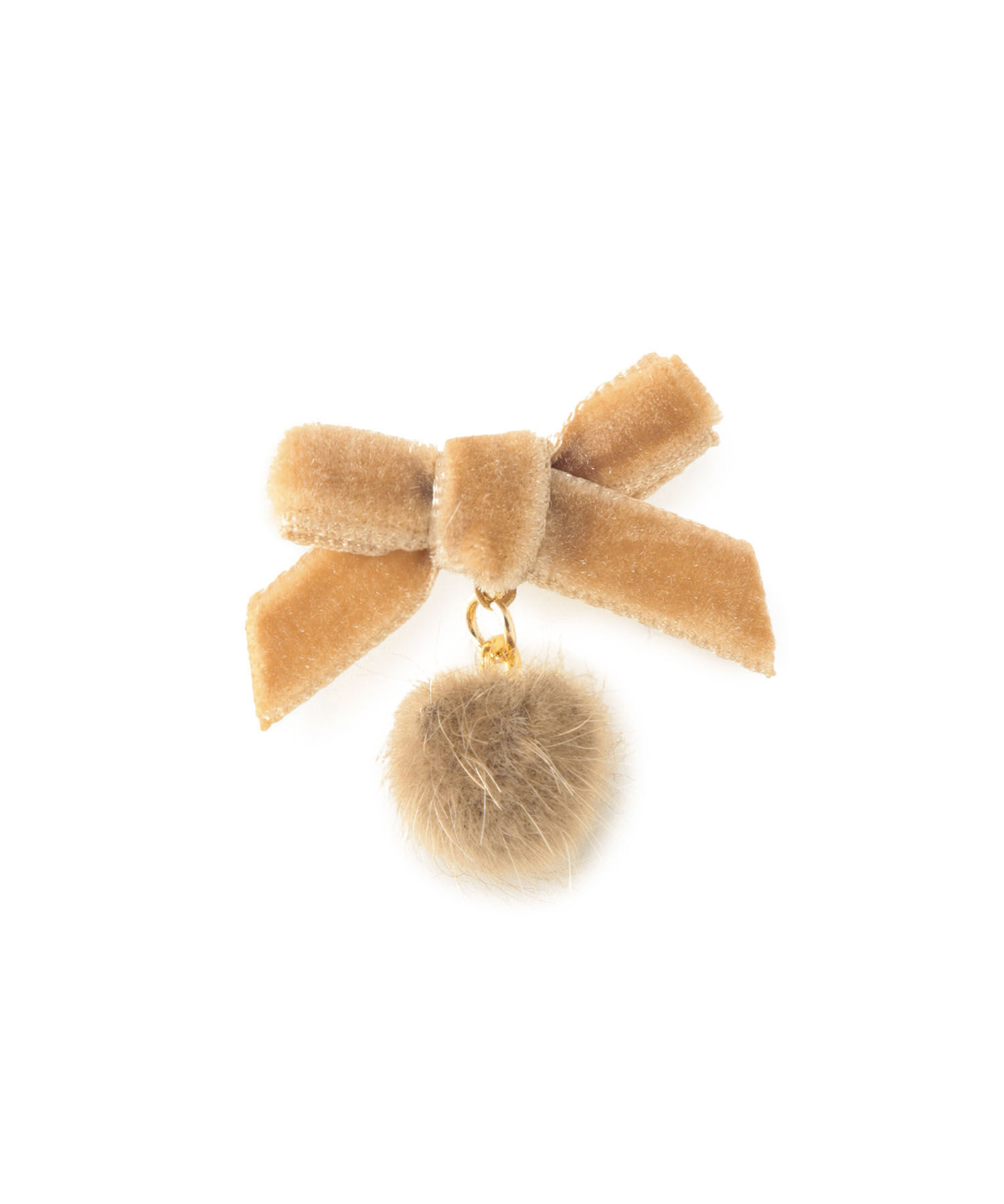 ROPE PICNIC PASSAGE「ベルベットリボン&times;シャギーボールプチピアス」|ピアス|