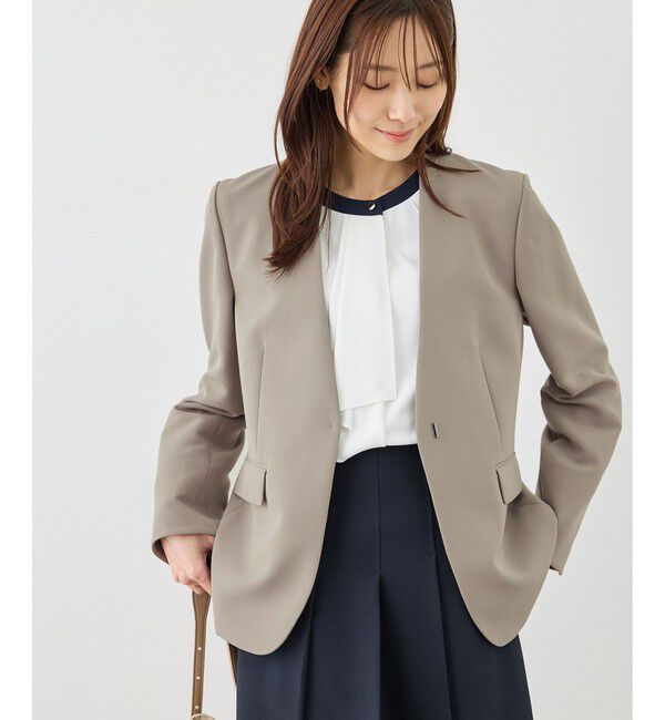 Rope&rsquo;Picnic「360&deg;ウルトラストレッチ ノーカラージャケット/UVカット・花粉ガード・入卒式・セットアップ対応」|ノーカラージャケット|