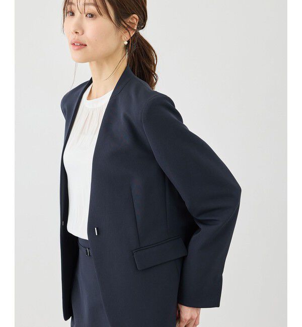 Rope&rsquo;Picnic「360&deg;ウルトラストレッチ ノーカラージャケット/UVカット・花粉ガード・入卒式・セットアップ対応」|ノーカラージャケット|