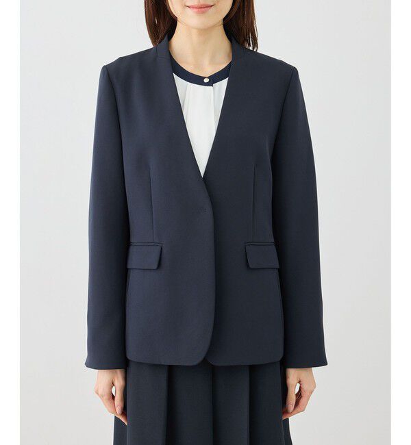 Rope&rsquo;Picnic「360&deg;ウルトラストレッチ ノーカラージャケット/UVカット・花粉ガード・入卒式・セットアップ対応」|ノーカラージャケット|