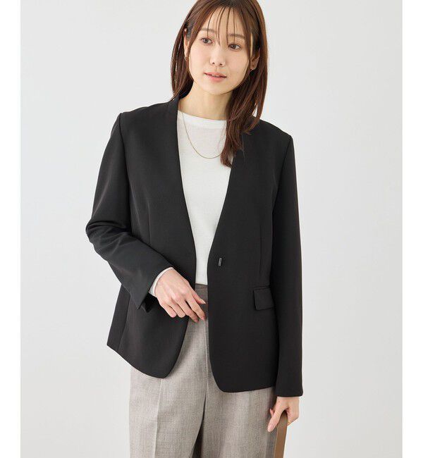 Rope&rsquo;Picnic「360&deg;ウルトラストレッチ ノーカラージャケット/UVカット・花粉ガード・入卒式・セットアップ対応」|ノーカラージャケット|