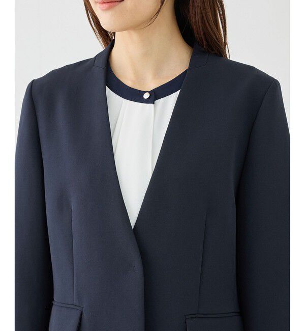 Rope&rsquo;Picnic「360&deg;ウルトラストレッチ ノーカラージャケット/UVカット・花粉ガード・入卒式・セットアップ対応」|ノーカラージャケット|