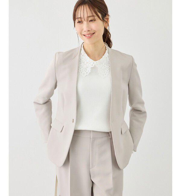 Rope&rsquo;Picnic「360&deg;ウルトラストレッチ ノーカラージャケット/UVカット・花粉ガード・入卒式・セットアップ対応」|ノーカラージャケット|