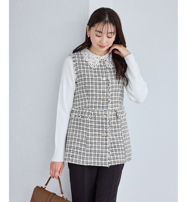 Rope&rsquo;Picnic「【WEB限定カラー】ツイード金ボタンジレベスト/セレモニー対応・リンクコーデ」|ベスト・ジレ|