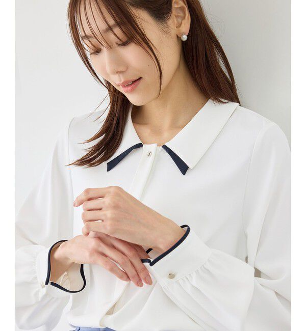 Rope&rsquo;Picnic「配色ダブルカラーブラウス」|シャツ・ブラウス|