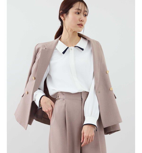 Rope&rsquo;Picnic「配色ダブルカラーブラウス」|シャツ・ブラウス|