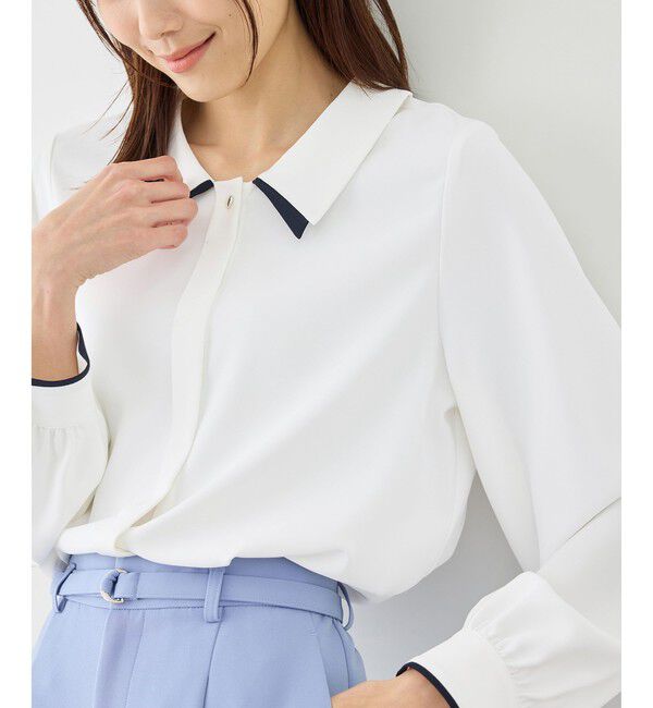 Rope&rsquo;Picnic「配色ダブルカラーブラウス」|シャツ・ブラウス|ホワイト系(11)