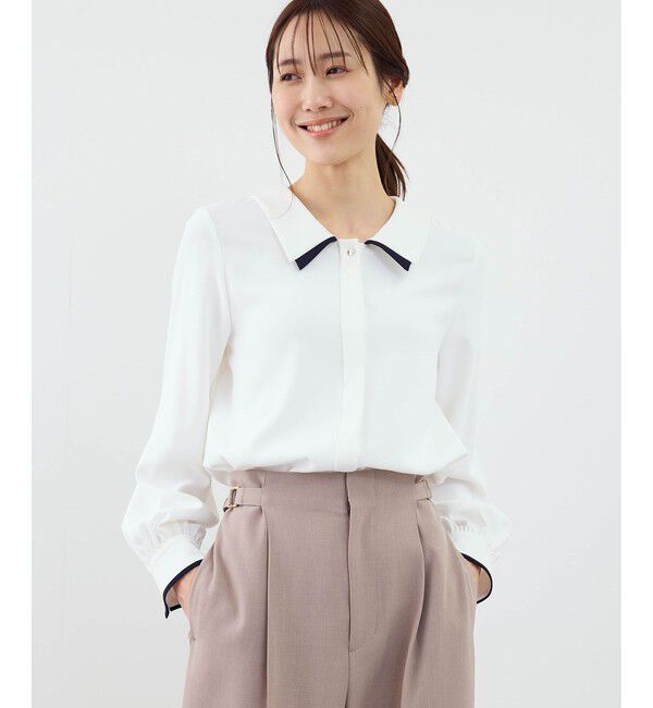 Rope&rsquo;Picnic「配色ダブルカラーブラウス」|シャツ・ブラウス|