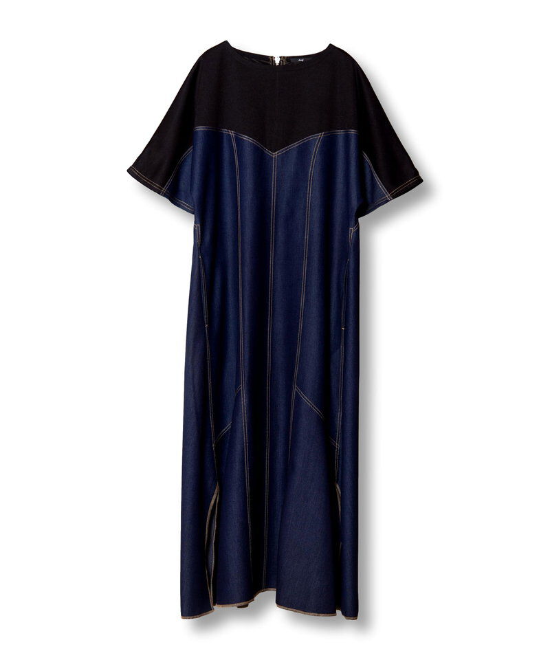  「テンセルデニム切替ワンピース」|ワンピース|